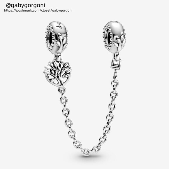 Pandora Heart Family Tree Safety Chain Charm - Picture 1 of 2